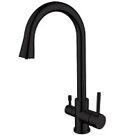 Aquatek Смеситель для кухни AQ1085MB с краном для питьевой воды, матовый черный